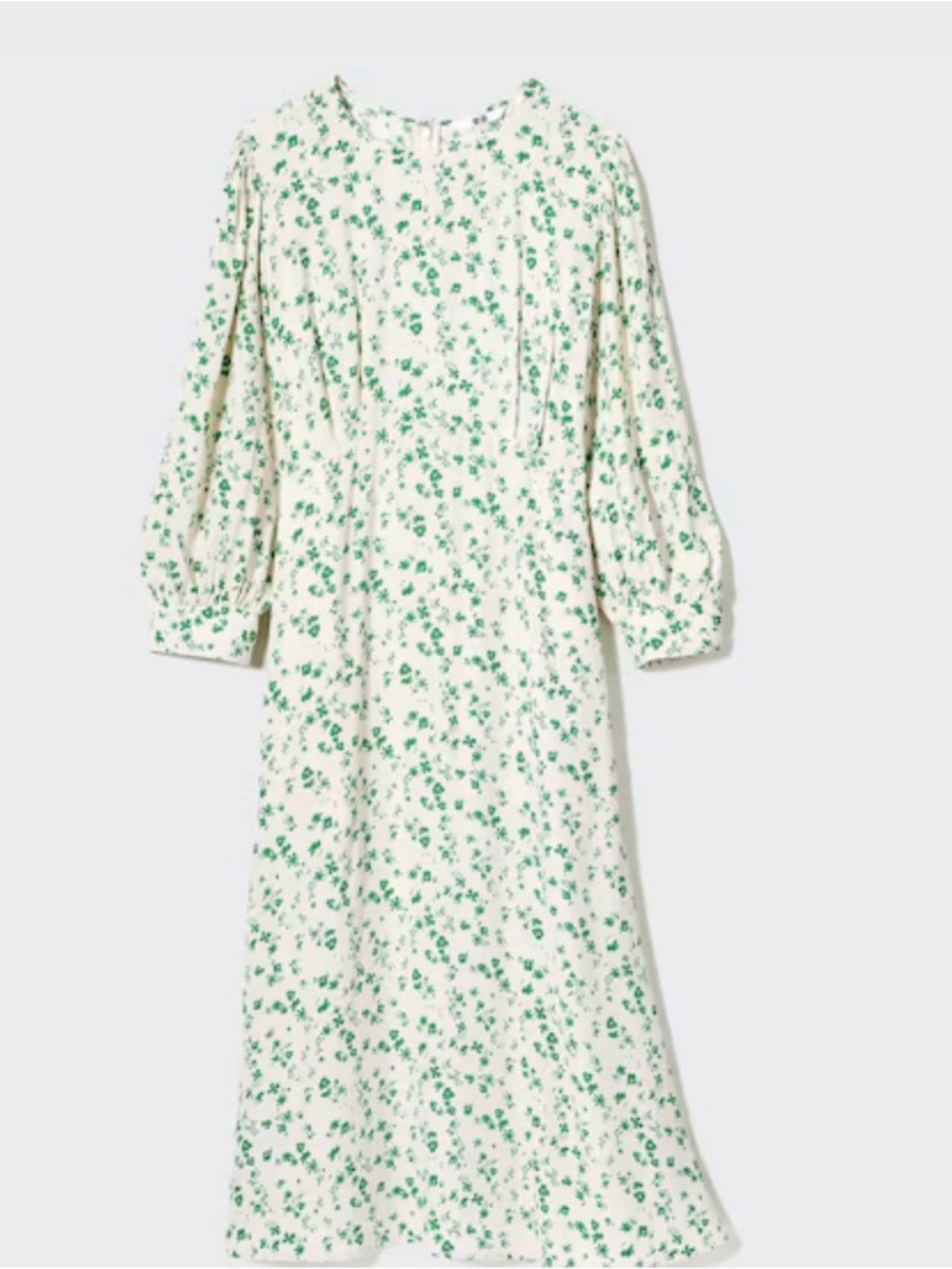Uniqlo Dress in Cream and Green flowers